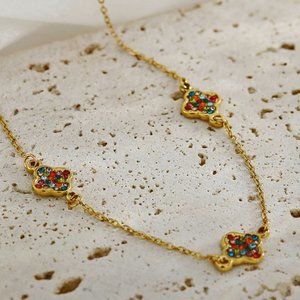 Vintage Inspired ELLIS Necklace with Multi Coloured Zirconia Gemstones